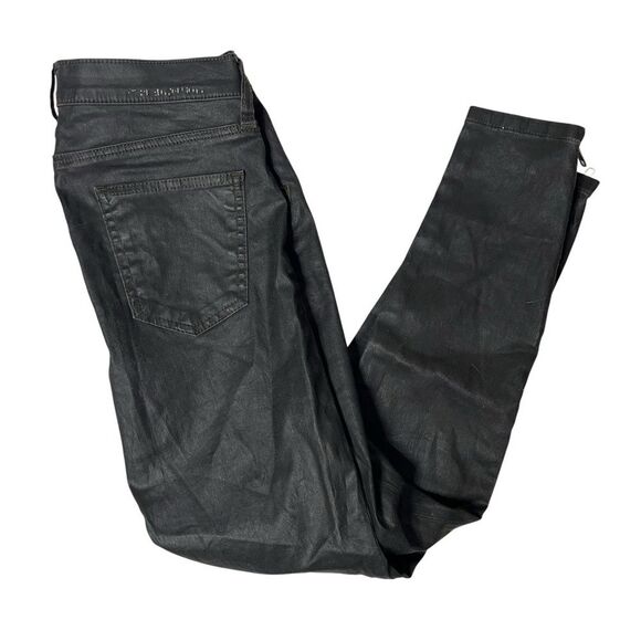 CURRENT ELLIOTT The Soho Zipped Stiletto Jeans Grey Coated Retro Skinny Size 25 - Picture 2 of 10